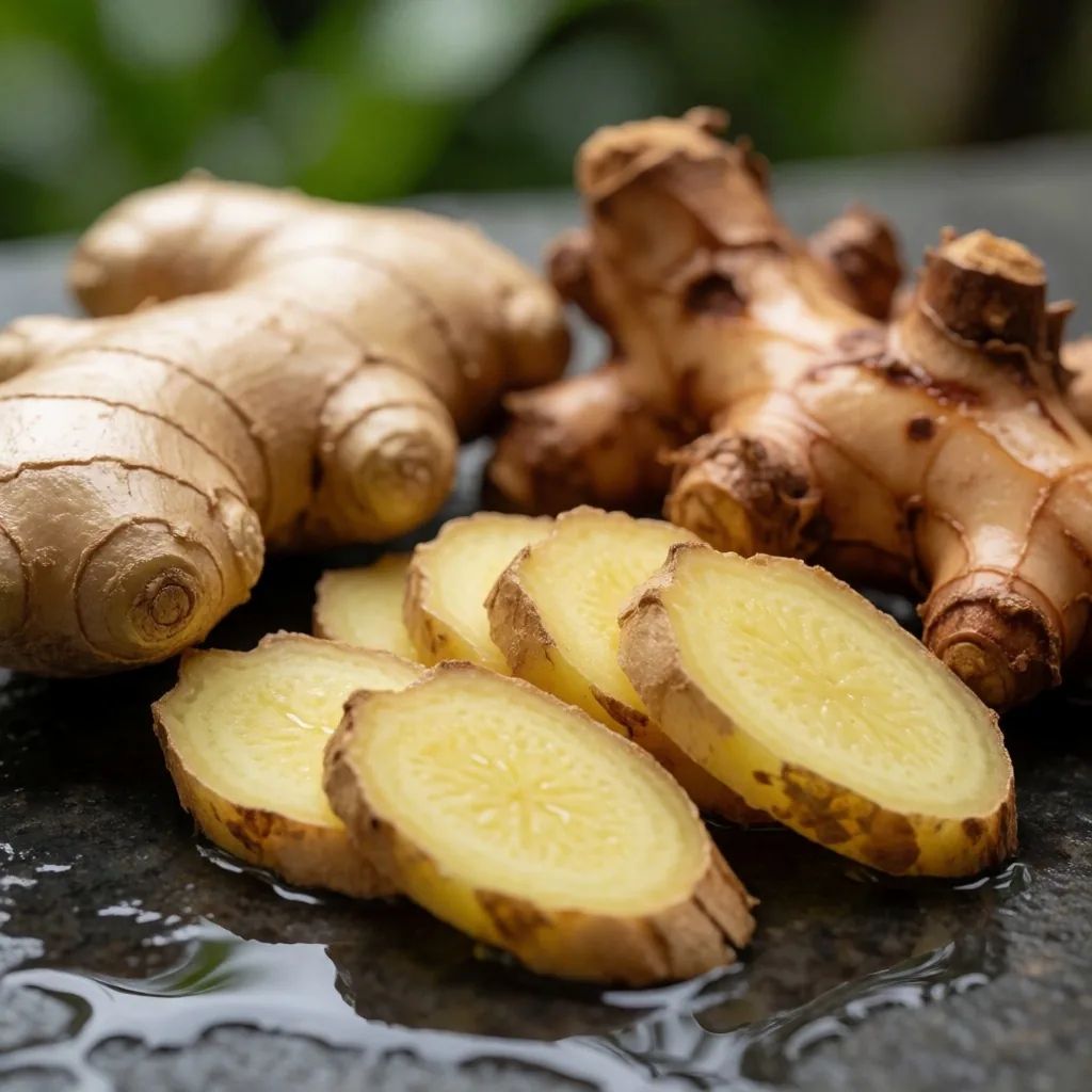 Ginger root cross-section, macro botanical study